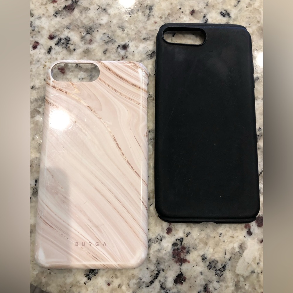 Burga Beautiful Marble and Black iPhone 8 Plus Case Set